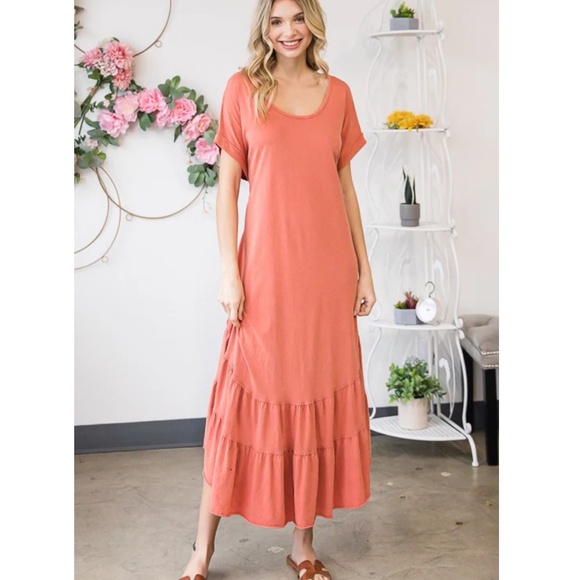 ๐ช๐ป Oli and Hali โ Pearl โ Oli & Hali WASHED RUFFLE TIERED HEM MIDI DRESS BR64 - Picture 4 of 6